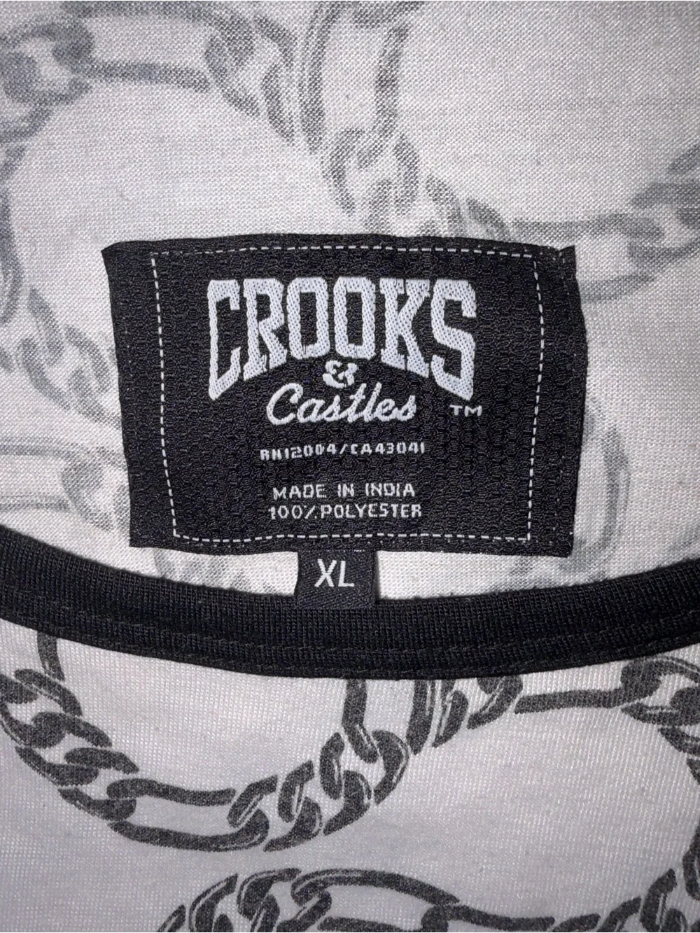 Crooks & Castles Chain Print Tank Top Men’s XL White Black Streetwear Used - Picture 3 of 9